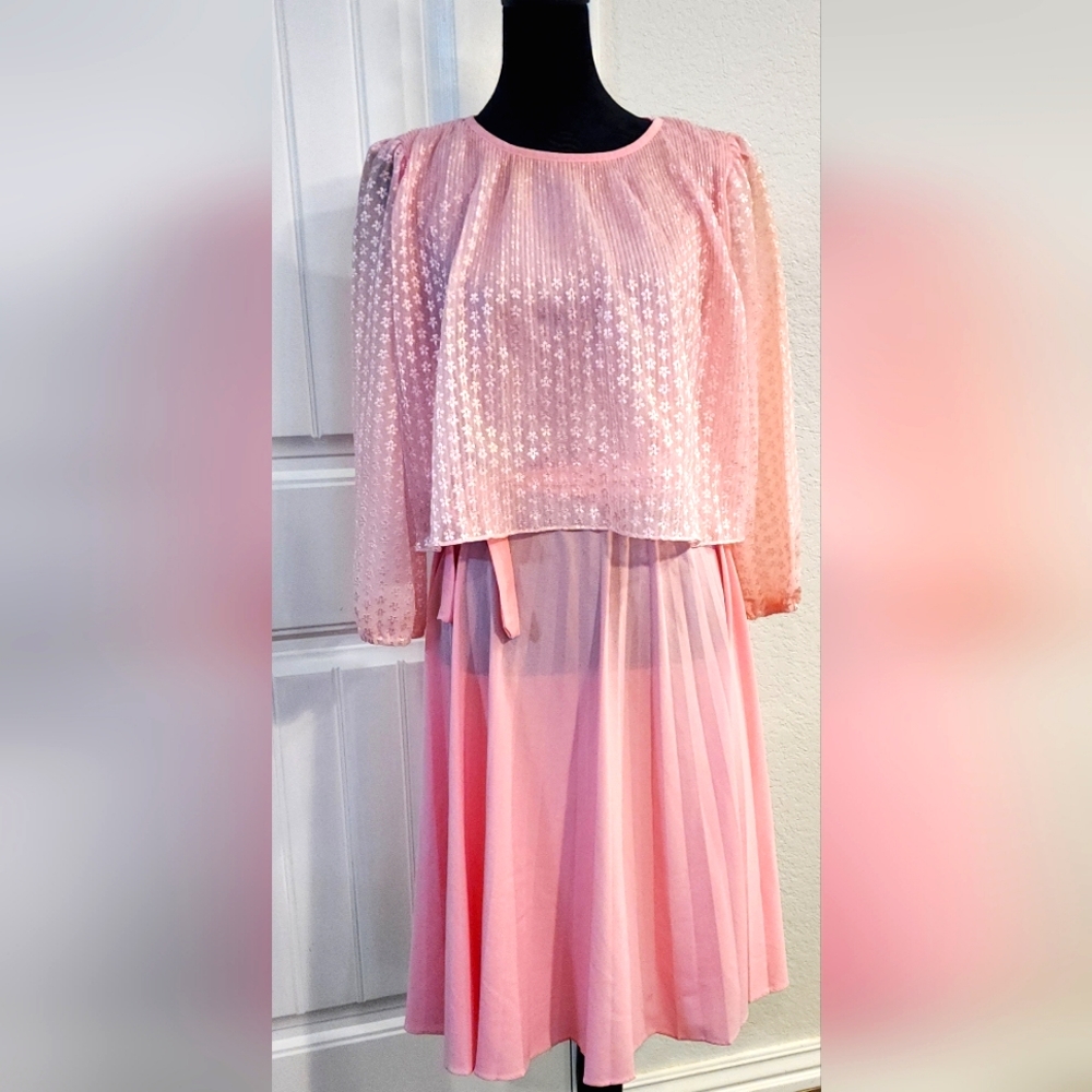 70's MCS Ltd. Pale baby pink party dress